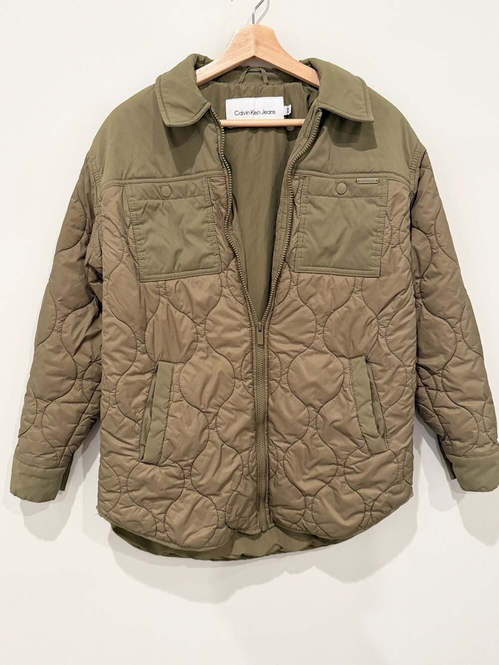 Calvin Klein Jeans Women’s Full Zip Quilted Jacket Olive Khaki